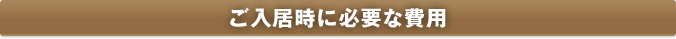 ご入居時に必要な費用